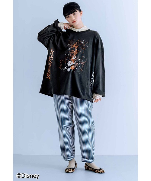 ＭＥＤＥ１９Ｆ 【Ｄｉｓｎｅｙ】古着屋でみつけたようなプリントＴシャツ／ロックミッキー（Tシャツ/カットソー）｜MEDE19F（メデジュウキュウ）