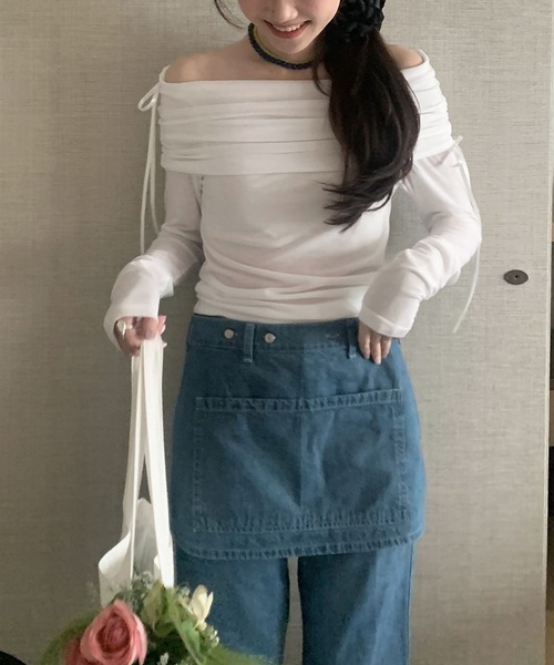 MAISON DE THERESE(メゾン ド テレーズ)の「リボン薄手柔らか長袖Tシャツ(Tシャツ/カットソー・レディース・ブルー/ホワイト・FREE)」の17枚目の写真