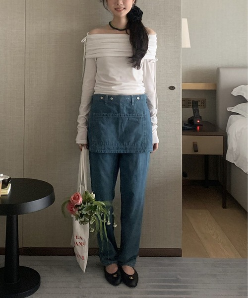 MAISON DE THERESE(メゾン ド テレーズ)の「リボン薄手柔らか長袖Tシャツ(Tシャツ/カットソー・レディース・ブルー/ホワイト・FREE)」の19枚目の写真