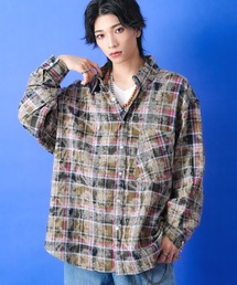 a.p.o.v. | a.p.o.v. ケミカルブリーチチェックオーバーサイズネルシャツ(シャツ/ブラウス)