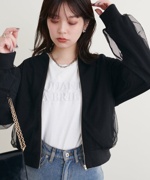 natural couture(ナチュラルクチュール)の「サカリバ×チュールレイヤードブルゾン(ブルゾン・レディース・カーキ/オフホワイト/グレー/ブラック・FREE)」の17枚目の写真