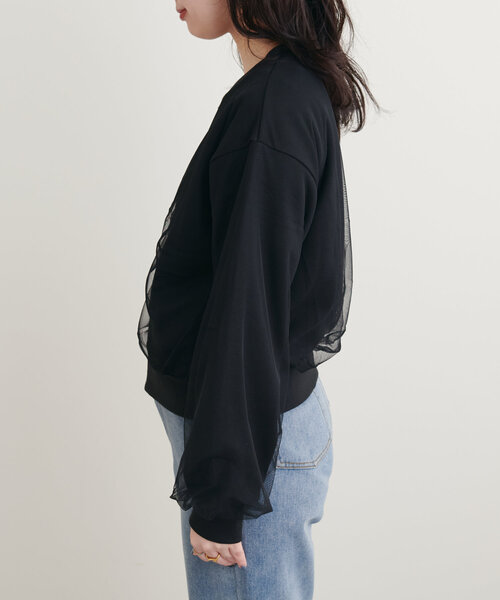 natural couture(ナチュラルクチュール)の「サカリバ×チュールレイヤードブルゾン(ブルゾン・レディース・カーキ/オフホワイト/グレー/ブラック・FREE)」の19枚目の写真