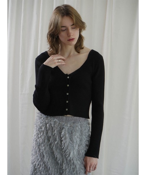 :ETHROF(イーサオブ)の「RIBKNIT COMPACT CARDIGAN(ニット/セーター・レディース・ブラック/チャコール・FREE)」の10枚目の写真