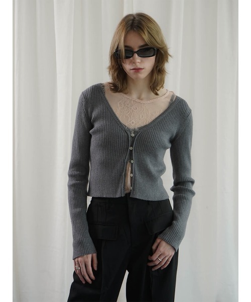 :ETHROF(イーサオブ)の「RIBKNIT COMPACT CARDIGAN(ニット/セーター・レディース・ブラック/チャコール・FREE)」の22枚目の写真