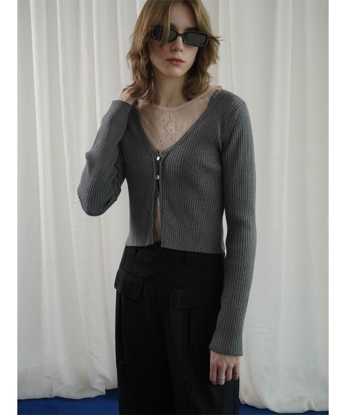 :ETHROF(イーサオブ)の「RIBKNIT COMPACT CARDIGAN(ニット/セーター・レディース・ブラック/チャコール・FREE)」の20枚目の写真