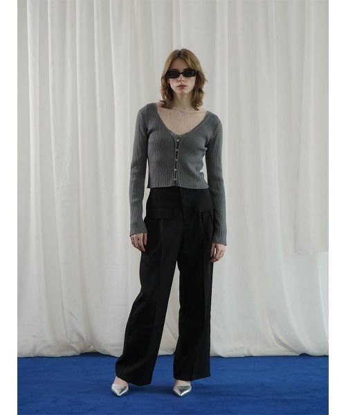 :ETHROF(イーサオブ)の「RIBKNIT COMPACT CARDIGAN(ニット/セーター・レディース・ブラック/チャコール・FREE)」の8枚目の写真