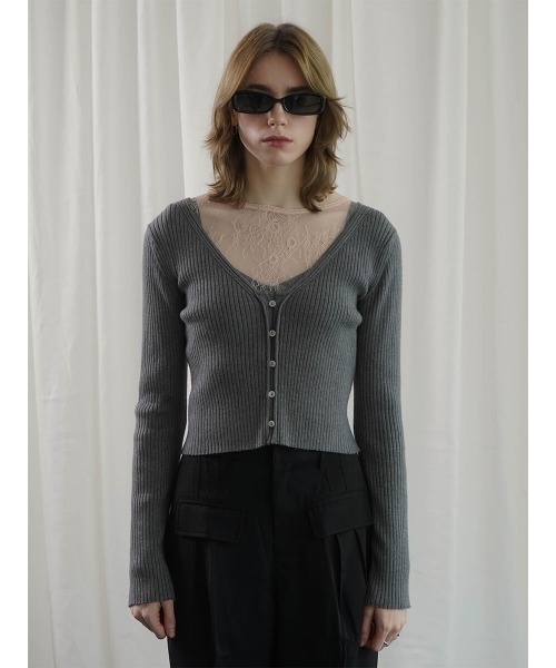 :ETHROF(イーサオブ)の「RIBKNIT COMPACT CARDIGAN(ニット/セーター・レディース・ブラック/チャコール・FREE)」の14枚目の写真