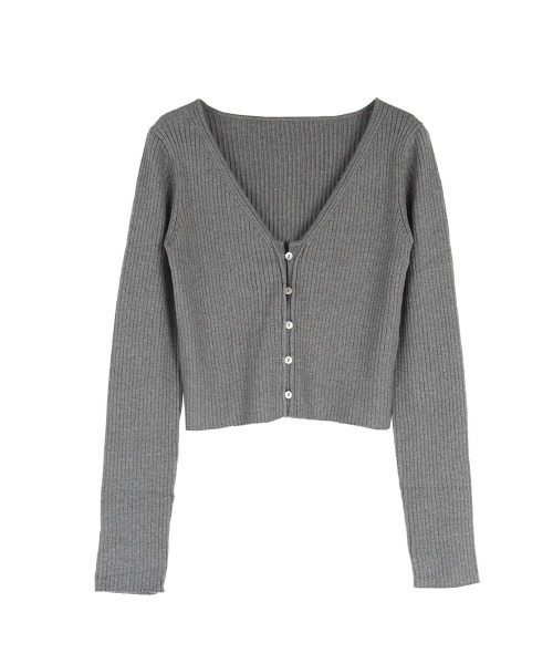 :ETHROF(イーサオブ)の「RIBKNIT COMPACT CARDIGAN(ニット/セーター・レディース・ブラック/チャコール・FREE)」の6枚目の写真