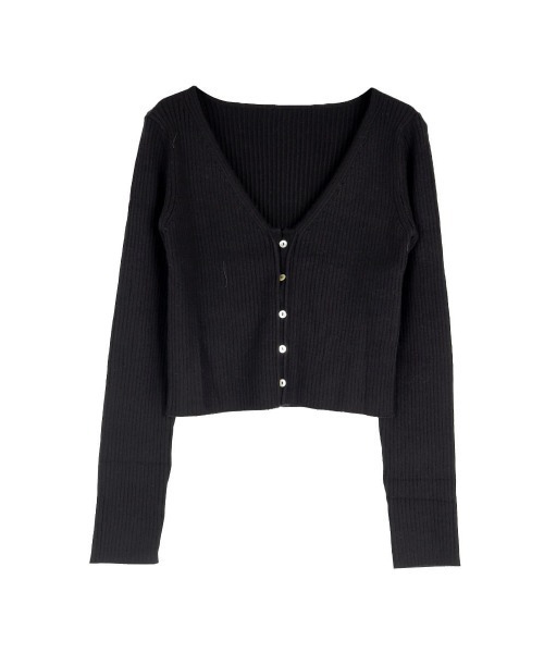 :ETHROF(イーサオブ)の「RIBKNIT COMPACT CARDIGAN(ニット/セーター・レディース・ブラック/チャコール・FREE)」の4枚目の写真