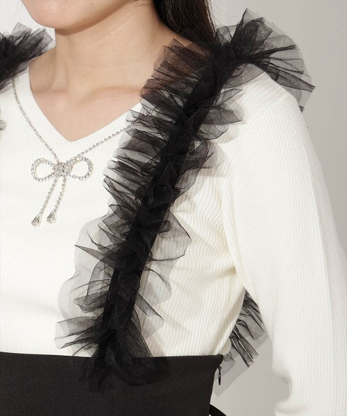 WILLSELECTION（ウィルセレクション）の「チュールフリルジャンスカ（ジャンパースカート・レディース・ブラウン/ブラック/ベージュ・FREE）」の6枚目の写真