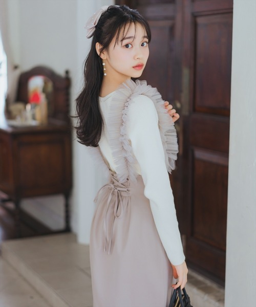 WILLSELECTION（ウィルセレクション）の「チュールフリルジャンスカ（ジャンパースカート・レディース・ブラウン/ブラック/ベージュ・FREE）」の16枚目の写真