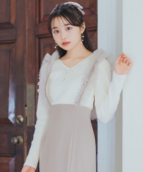 セール】チュールフリルジャンスカ（ジャンパースカート