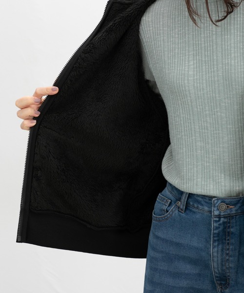 Honeys（ハニーズ）の「【ハニぽか】裏ボアジップパーカー（パーカー・レディース・ピンク/グリーン/ダークブルー/ベージュ/ブラック/杢グレー・S/M/L/LL/3L）」の11枚目の写真