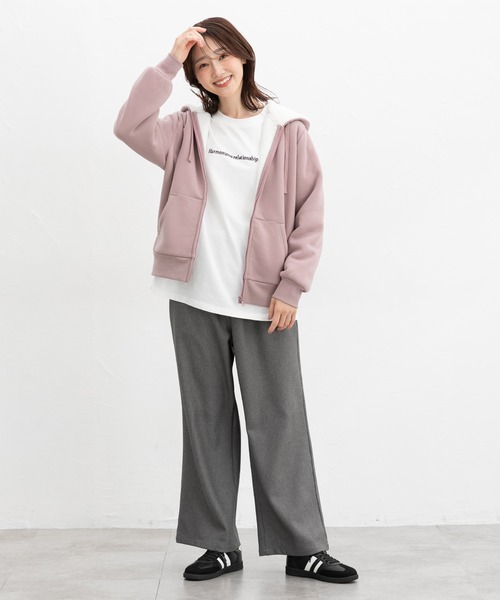 Honeys（ハニーズ）の「【ハニぽか】裏ボアジップパーカー（パーカー・レディース・ピンク/グリーン/ダークブルー/ベージュ/ブラック/杢グレー・S/M/L/LL/3L）」の18枚目の写真