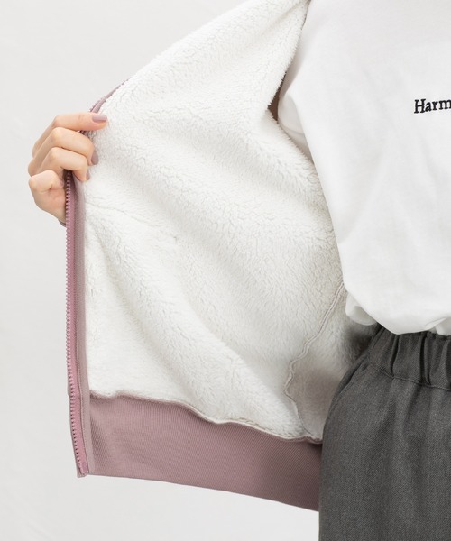 Honeys（ハニーズ）の「【ハニぽか】裏ボアジップパーカー（パーカー・レディース・ピンク/グリーン/ダークブルー/ベージュ/ブラック/杢グレー・S/M/L/LL/3L）」の20枚目の写真