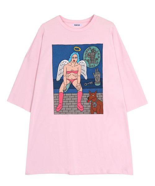 PUNYUS(プニュズ)の「Night angelスーパービッグTシャツ(Tシャツ/カットソー・レディース・杢グレー/スミクロ/ピンク・FREE)」の20枚目の写真