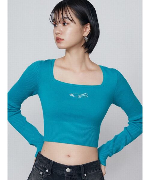 EMODA（エモダ）の「ストーンクロップドニット（ニット/セーター・レディース・ブルー/ブラック/ホワイト/グレー/レッド・FREE）」の22枚目の写真