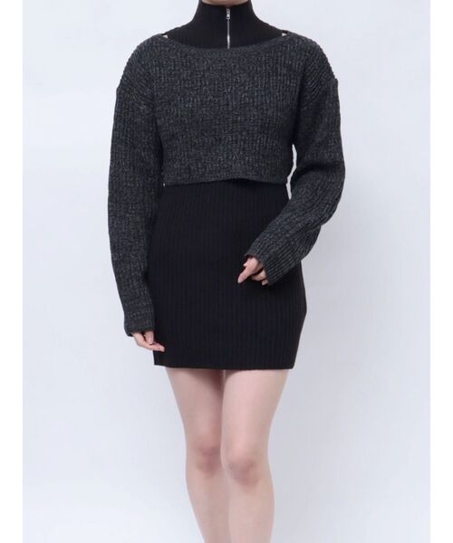jouetie(ジュエティ)の「レイヤードニットミニワンピース(ワンピース・レディース・ブラック/アイボリー/ピンク・MEDIUM)」の14枚目の写真