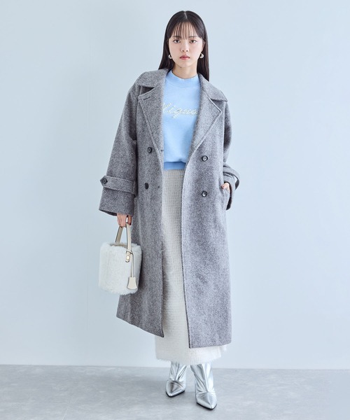 VIS（ビス）の「【静電気防止】【洗える】スウェットライクパールロゴニット（ニット/セーター・レディース・サックスブルー/オフホワイト/グレー・FREE）」の5枚目の写真