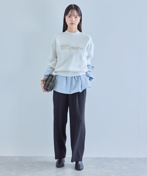 VIS（ビス）の「【静電気防止】【洗える】スウェットライクパールロゴニット（ニット/セーター・レディース・サックスブルー/オフホワイト/グレー・FREE）」の6枚目の写真