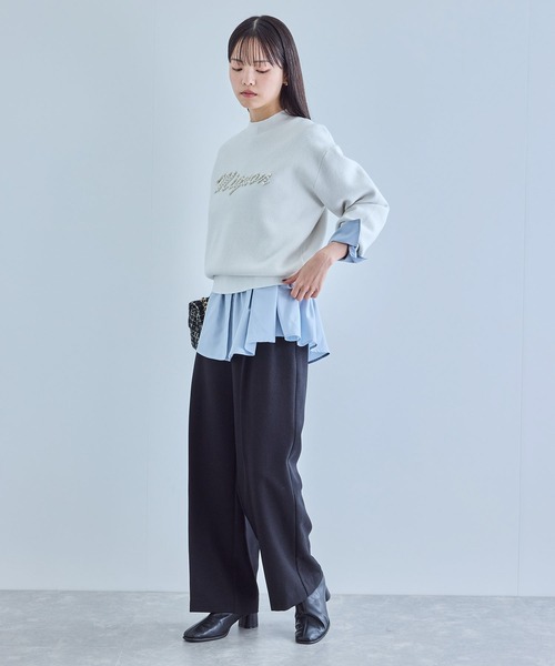 VIS（ビス）の「【静電気防止】【洗える】スウェットライクパールロゴニット（ニット/セーター・レディース・サックスブルー/オフホワイト/グレー・FREE）」の7枚目の写真