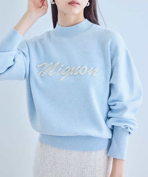 VIS（ビス）の「【静電気防止】【洗える】スウェットライクパールロゴニット（ニット/セーター・レディース・サックスブルー/オフホワイト/グレー・FREE）」の10枚目の写真
