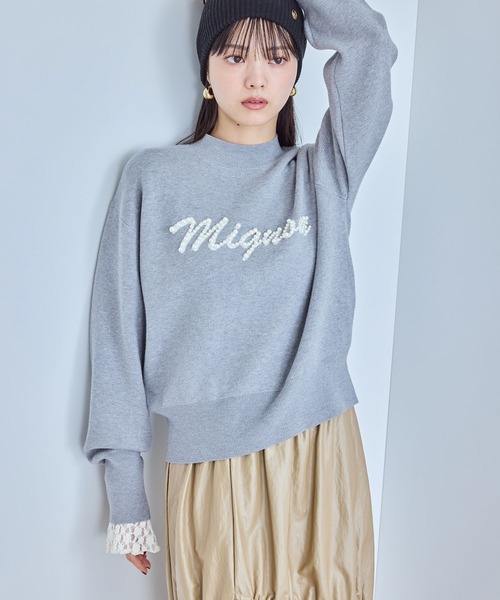 VIS（ビス）の「【静電気防止】【洗える】スウェットライクパールロゴニット（ニット/セーター・レディース・サックスブルー/オフホワイト/グレー・FREE）」の13枚目の写真