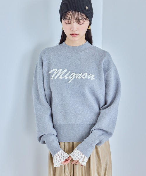 VIS（ビス）の「【静電気防止】【洗える】スウェットライクパールロゴニット（ニット/セーター・レディース・サックスブルー/オフホワイト/グレー・FREE）」の14枚目の写真