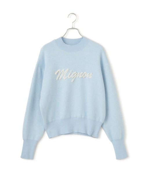 VIS（ビス）の「【静電気防止】【洗える】スウェットライクパールロゴニット（ニット/セーター・レディース・サックスブルー/オフホワイト/グレー・FREE）」の15枚目の写真