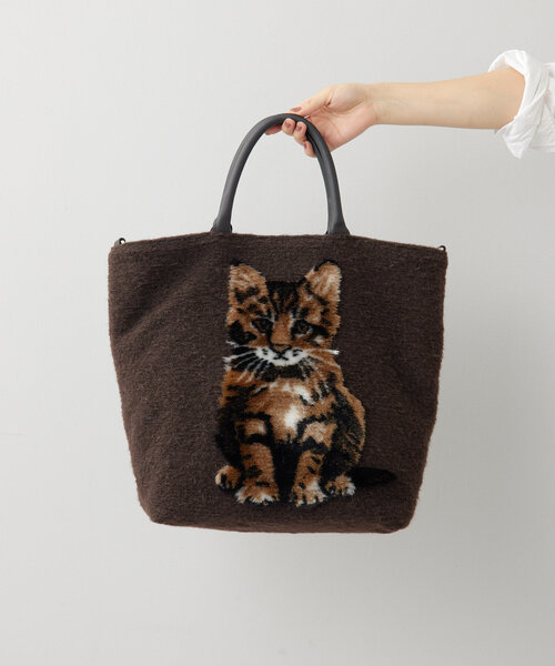 美品！完売！Teresa Cambi Ear別注 猫柄トートバッグ 黒 ファー teresa cambi（テレサカンビ） トートバッグ 「TERESA CAMBI