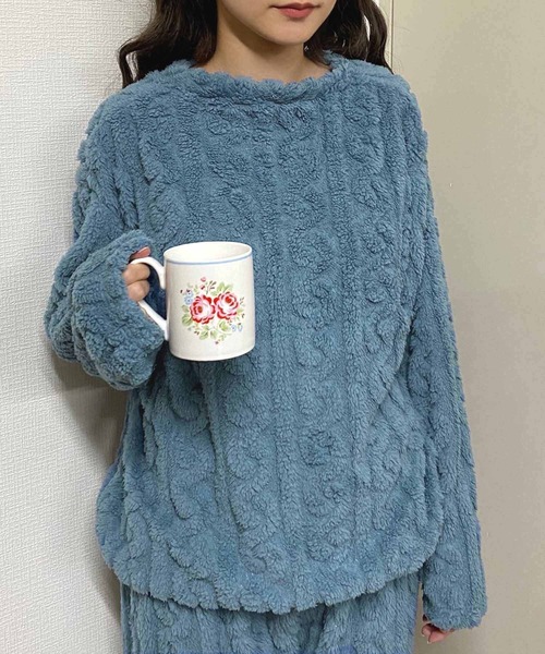 NANEA（ナネア）の「ケーブル柄フリースルームウェア上下セット（ルームウェア/パジャマ・レディース・ピンク/モカ/パープル/ブルー/ホワイト/チャコールグレー・フリー）」の18枚目の写真