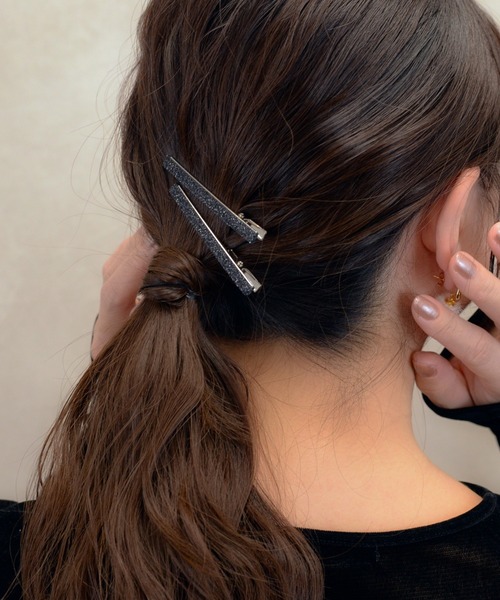 CLINQ バレッタ、ヘアクリップ　【２つセット販売】 セール】グリッターヘアクリップ 2個セット（バレッタ/ヘアクリップ