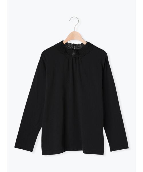 Samansa Mos2（サマンサ モスモス）の「【保湿加工】襟レースギャザーカットソー（Tシャツ/カットソー・レディース・ブラック/キナリ/オフホワイト・F）」の3枚目の写真