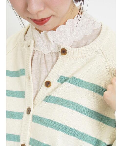 Samansa Mos2（サマンサ モスモス）の「【保湿加工】襟レースギャザーカットソー（Tシャツ/カットソー・レディース・ブラック/キナリ/オフホワイト・F）」の4枚目の写真