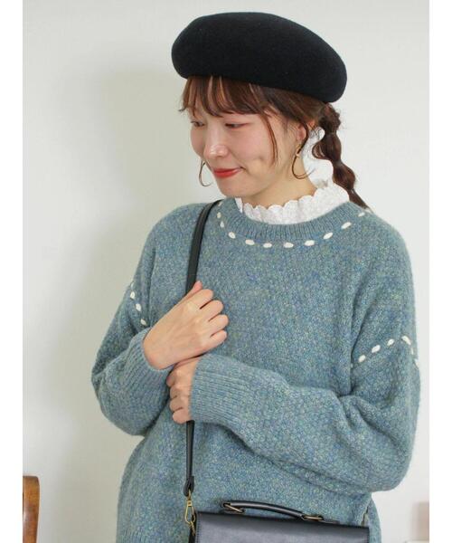 Samansa Mos2（サマンサ モスモス）の「【保湿加工】襟レースギャザーカットソー（Tシャツ/カットソー・レディース・ブラック/キナリ/オフホワイト・F）」の5枚目の写真