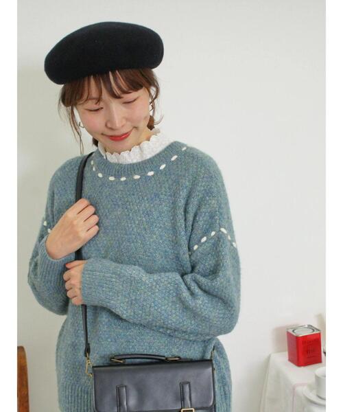 Samansa Mos2（サマンサ モスモス）の「【保湿加工】襟レースギャザーカットソー（Tシャツ/カットソー・レディース・ブラック/キナリ/オフホワイト・F）」の6枚目の写真