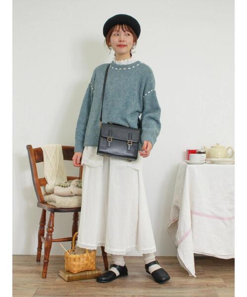 Samansa Mos2（サマンサ モスモス）の「【保湿加工】襟レースギャザーカットソー（Tシャツ/カットソー・レディース・ブラック/キナリ/オフホワイト・F）」の7枚目の写真