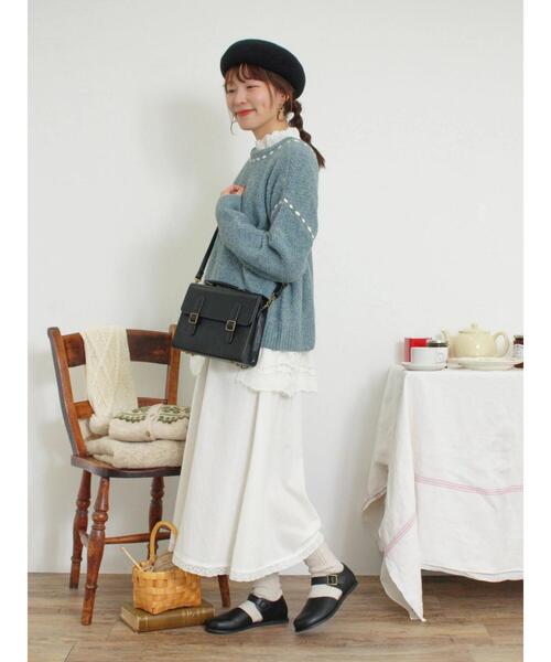 Samansa Mos2（サマンサ モスモス）の「【保湿加工】襟レースギャザーカットソー（Tシャツ/カットソー・レディース・ブラック/キナリ/オフホワイト・F）」の8枚目の写真