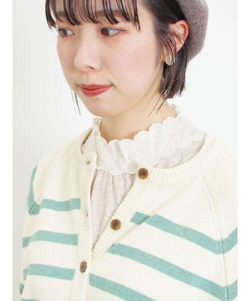 Samansa Mos2（サマンサ モスモス）の「【保湿加工】襟レースギャザーカットソー（Tシャツ/カットソー・レディース・ブラック/キナリ/オフホワイト・F）」の9枚目の写真