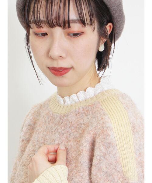 Samansa Mos2（サマンサ モスモス）の「【保湿加工】襟レースギャザーカットソー（Tシャツ/カットソー・レディース・ブラック/キナリ/オフホワイト・F）」の13枚目の写真