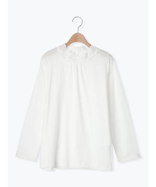 Samansa Mos2（サマンサ モスモス）の「【保湿加工】襟レースギャザーカットソー（Tシャツ/カットソー・レディース・ブラック/キナリ/オフホワイト・F）」の14枚目の写真