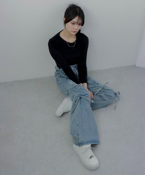 M DOLLY（エムドリー）の「twin ribbon denim cargo pants/ツインリボンデニムカーゴパンツ（デニムパンツ・レディース・ライトブルー・S/M）」の14枚目の写真