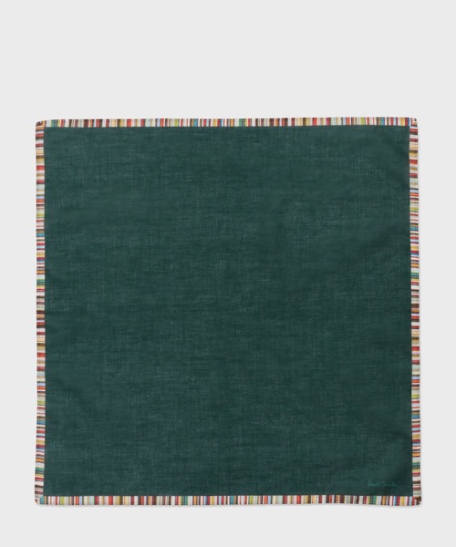 極美品 23SS♡アナイ コットンオックスパッチポケットジレ 36 グリーン Paul Smith（ポールスミス）の「“Signature Stripe” エッジ ハンカチ