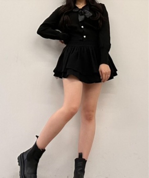 kirakiraShop（キラキラショップ）の「ハート ボタン リボン 付き ニット カーディガン（カーディガン/ボレロ・レディース・グレー/ブラック/ホワイト・FREE）」の17枚目の写真