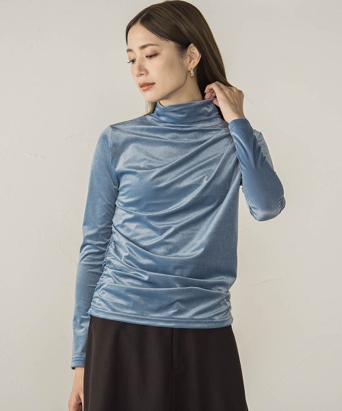 ketty(ケティ)の「ニュアンスベロアハイネックカットソー≪手洗い可能≫(Tシャツ/カットソー・レディース・ブルー/チャコールグレー/オフホワイト・M)」の21枚目の写真
