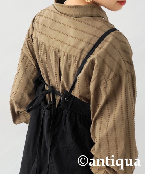antiqua(アンティカ)の「インド綿キャミソールワンピース(ワンピース・レディース・ブラック/カーキ・ONESIZE)」の8枚目の写真