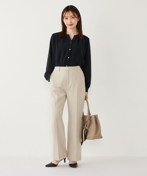 SHIPS Colors（シップス カラーズ）の「SHIPS Colors:〈手洗い可能〉セミフレア パンツ(セットアップ対応可能)◇（その他パンツ・レディース・グレー/ネイビー/ベージュ・MEDIUM/SMALL）」の13枚目の写真