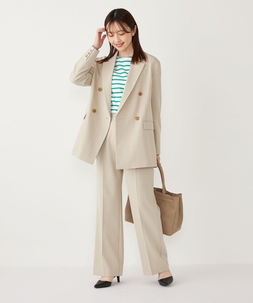 SHIPS Colors（シップス カラーズ）の「SHIPS Colors:〈手洗い可能〉セミフレア パンツ(セットアップ対応可能)◇（その他パンツ・レディース・グレー/ネイビー/ベージュ・MEDIUM/SMALL）」の14枚目の写真