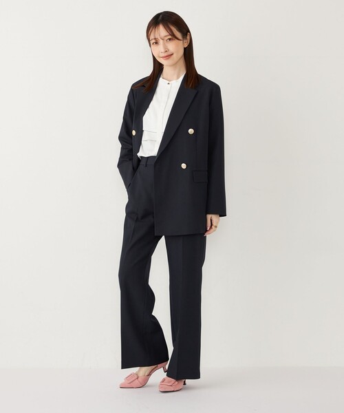 SHIPS Colors（シップス カラーズ）の「SHIPS Colors:〈手洗い可能〉セミフレア パンツ(セットアップ対応可能)◇（その他パンツ・レディース・グレー/ネイビー/ベージュ・MEDIUM/SMALL）」の15枚目の写真