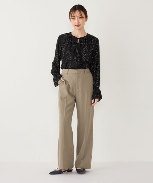 SHIPS Colors（シップス カラーズ）の「SHIPS Colors:〈手洗い可能〉セミフレア パンツ(セットアップ対応可能)◇（その他パンツ・レディース・グレー/ネイビー/ベージュ・MEDIUM/SMALL）」の18枚目の写真